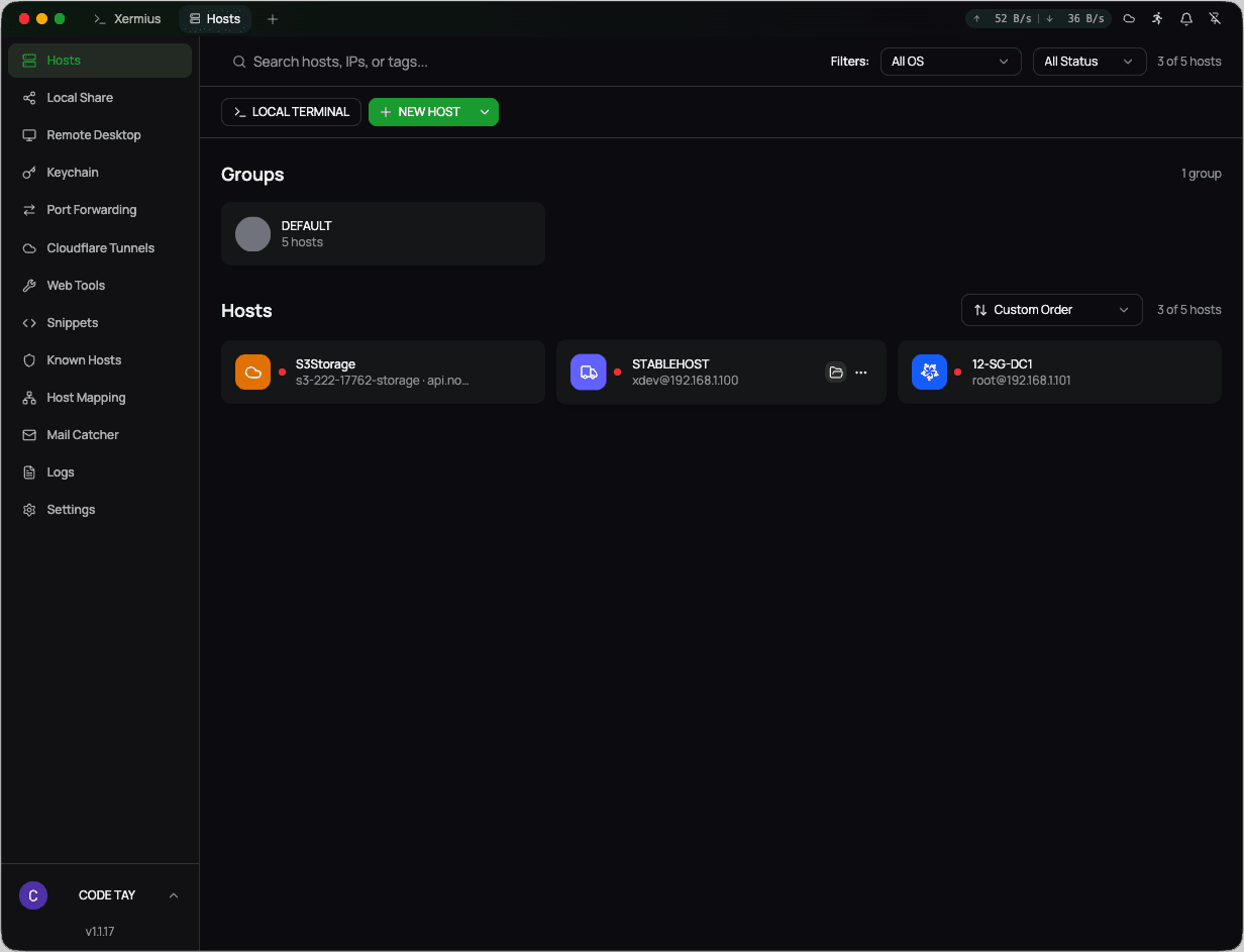 Xermius SSH Client in action